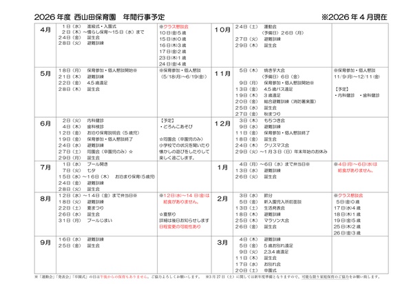 保育園の年間行事